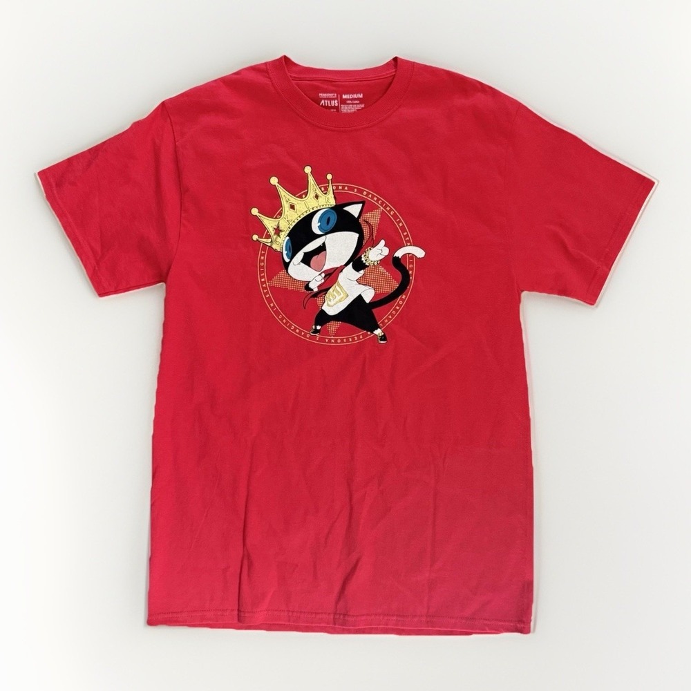 Atlus SEGA Persona 5 Dancing In Starlight Morgana 100% Cotton Anime Red Medium